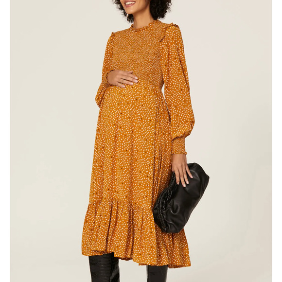 Hatch Orange Polka Dot Midi Dress - Picture 1 of 14